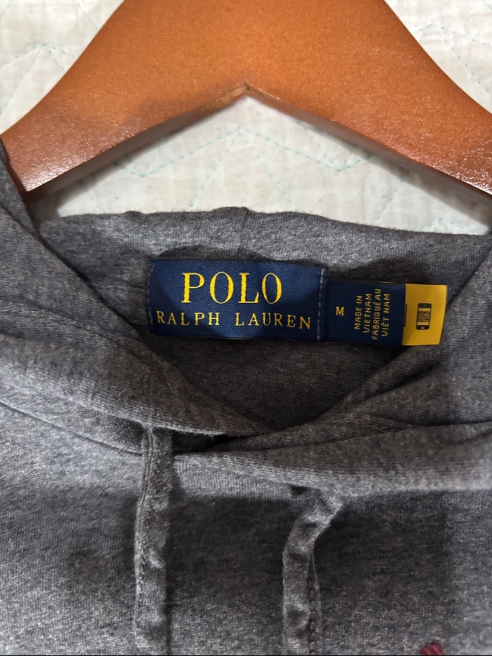 Polo by Ralph Lauren Charcoal Hooded Long-Sleeve Shirt Big Striped Pony Logo - Picture 2 of 4